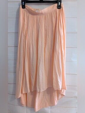 Talula Peach 🍑 High-Low Light Flowy Lined Pleated Skirt Size SM